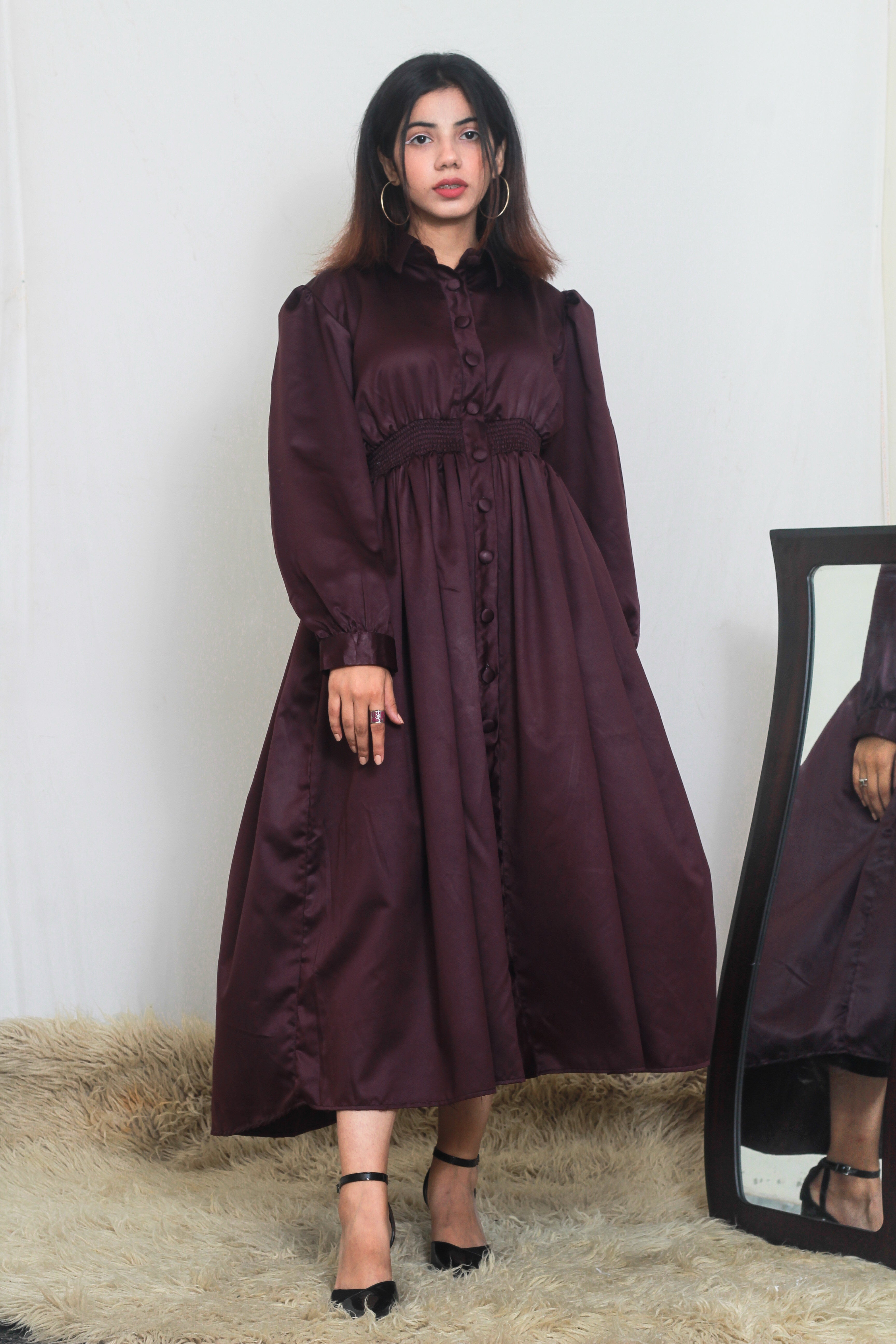 Dark Purple Satin Maxi Dress