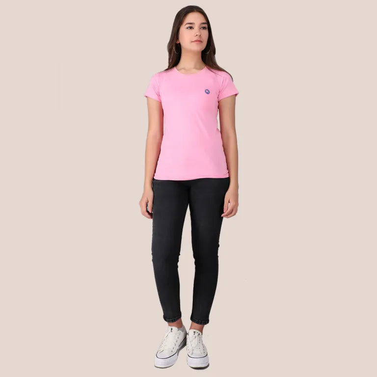 Pink Basic Logo Print T-Shirt