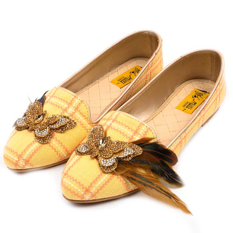 Yellow Synthetic Pumps For Women's