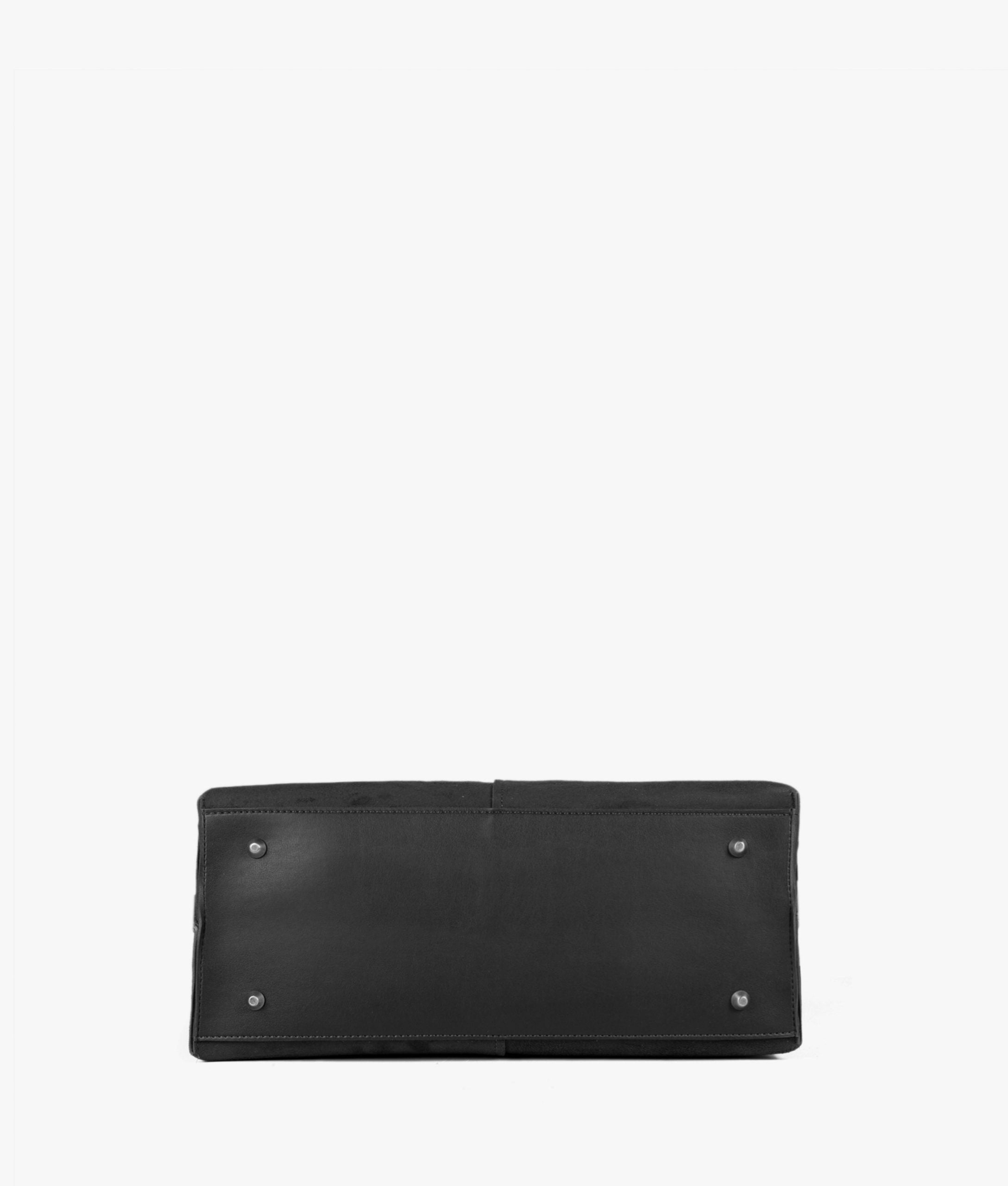 Black suede over the shoulder tote bag