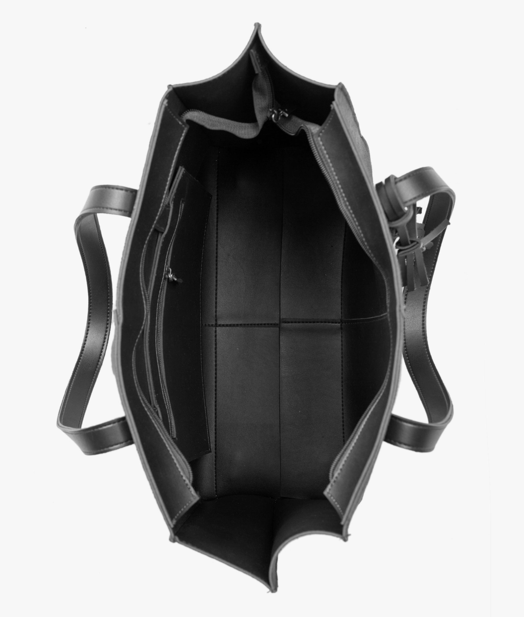 Black suede over the shoulder tote bag