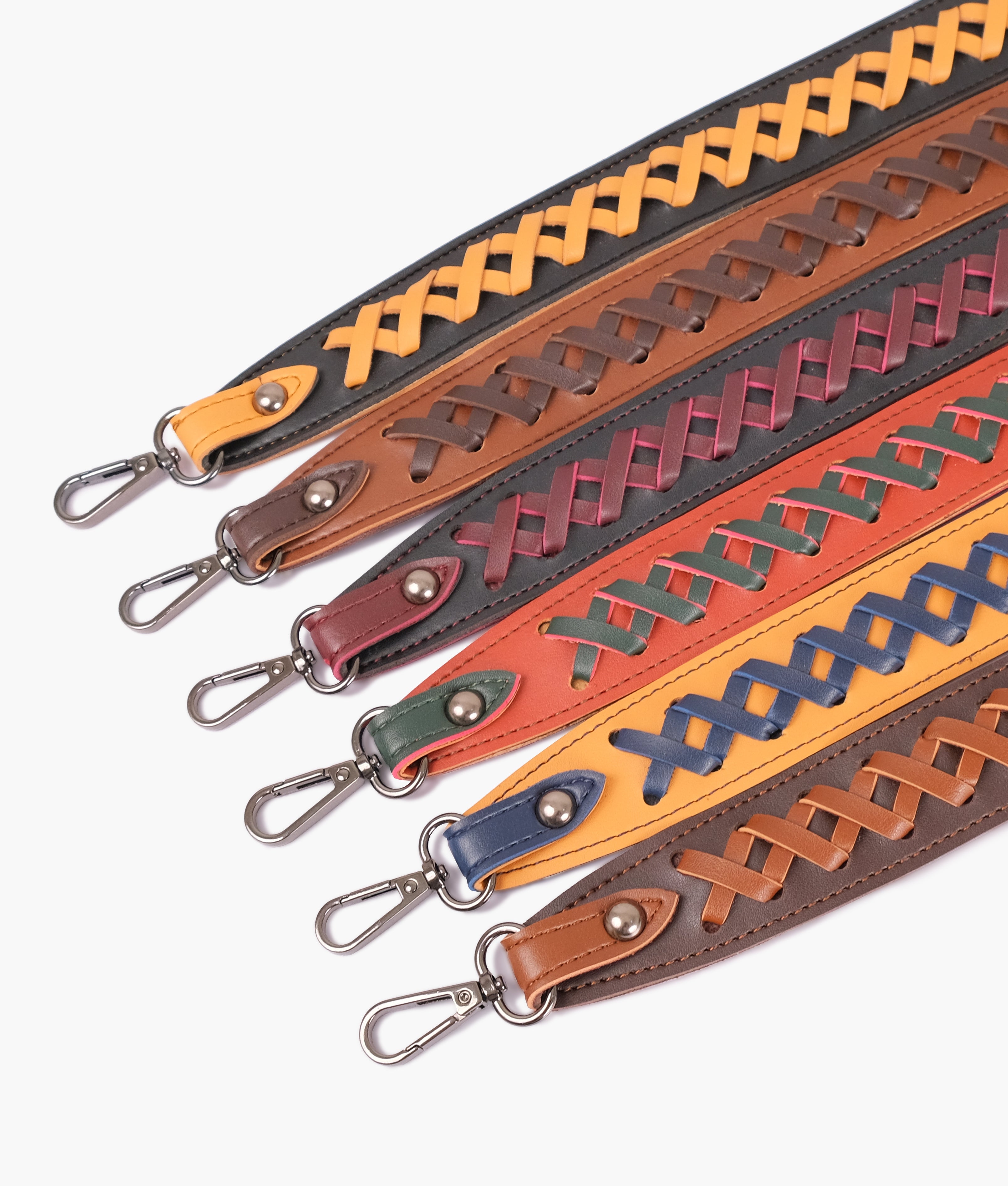 Dark brown and brown zig-zag weave strap add-on